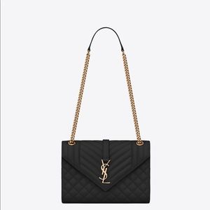 YSL ENVELOPE MEDIUM BAG IN MIX MATELASSÉ GRAIN DE POUDRE EMBOSSED LEATHER